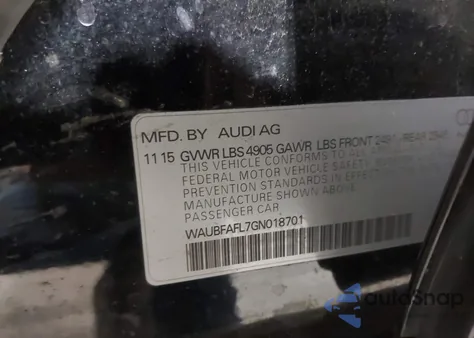 2016 Audi A4 2.0T Premium из США, поврежденный, VIN WAUBFAFL7GN018701